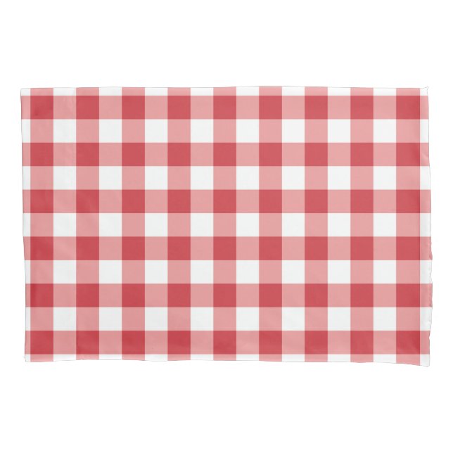 Funda De Cojín Mellow Classic Gingham - red white check plaid. (Anverso)