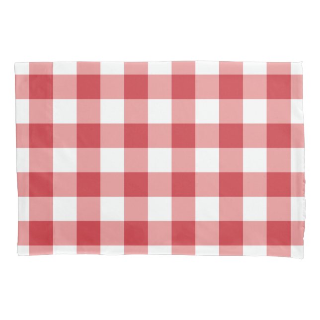 Funda De Cojín Mellow Classic Gingham - red white check plaid. (Anverso)