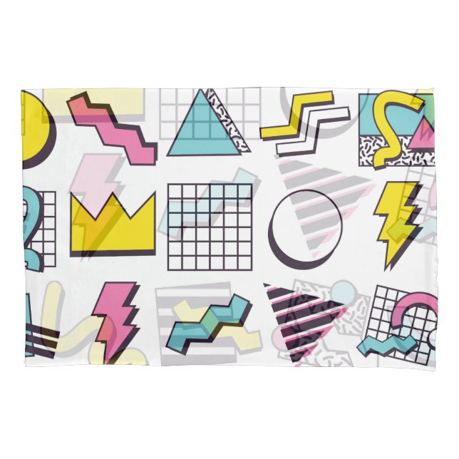 Funda De Cojín Memphis de los 90: Elementos de diseño pop. (Anverso)