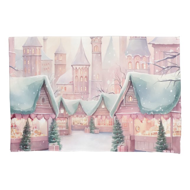Funda De Cojín Mercado de Navidades íntimos y rosados - Escena in (Anverso)