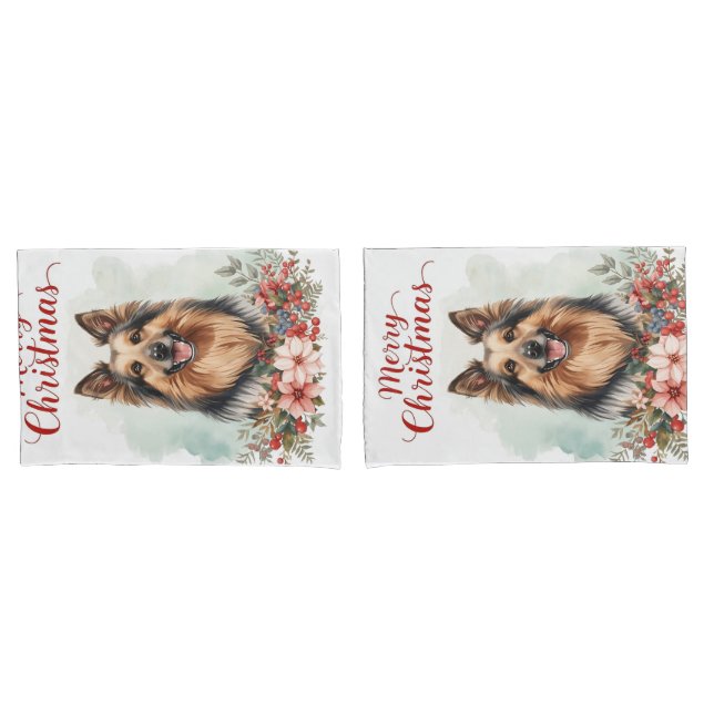 Funda De Cojín Merry Christmas Dog Cozy Winter Bedroom Bedding (Anverso - Set)