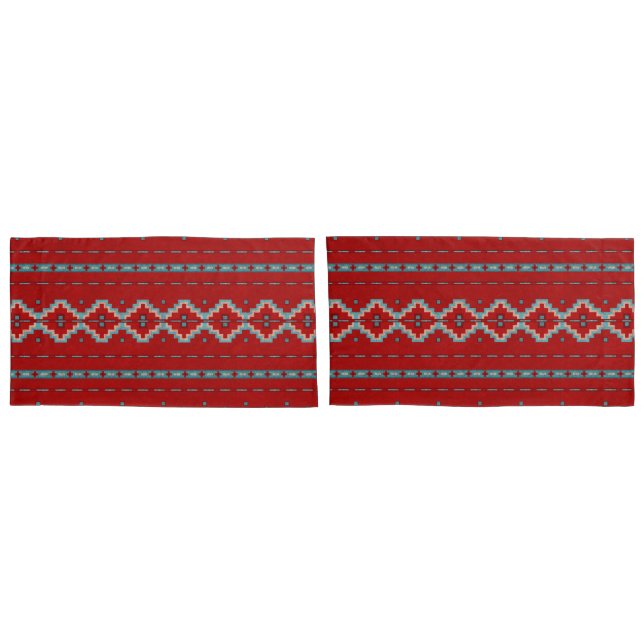 Funda De Cojín Mesas del Suroeste Rojo y Turquesa (Reverso-Set)