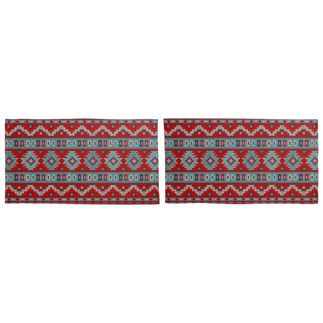 Funda De Cojín Mesas del Suroeste Turquesa y Rojo (Reverso-Set)