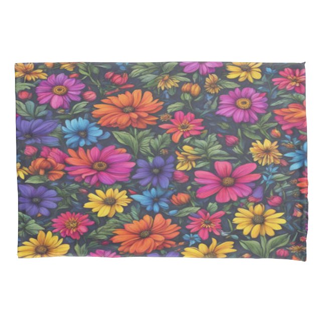 Funda De Cojín Mezcla Floral Colorida - Capuchón (Anverso-izquierdo)