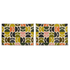 Funda De Cojín Mid‑century modern- Retro Scandinavian Flowers