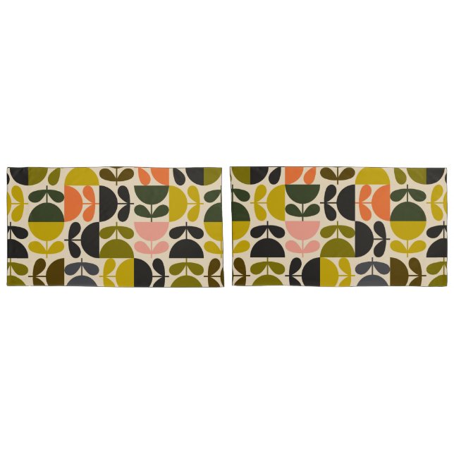 Funda De Cojín Mid‑century modern- Retro Scandinavian Flowers  (Reverso-Set)