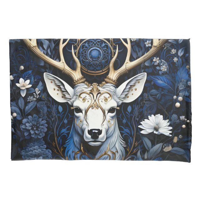 Funda De Cojín Midnight Celestial Floral Gothic Deer  (Anverso)