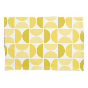Funda De Cojín Mínimo Bowls de siglo medio amarillo arte