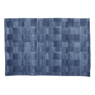 Funda De Cojín Mínimo Denim Resumen Memphis Patchwork