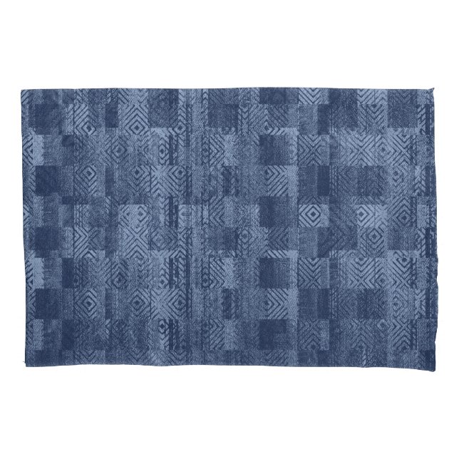 Funda De Cojín Mínimo Denim Resumen Memphis Patchwork (Anverso)