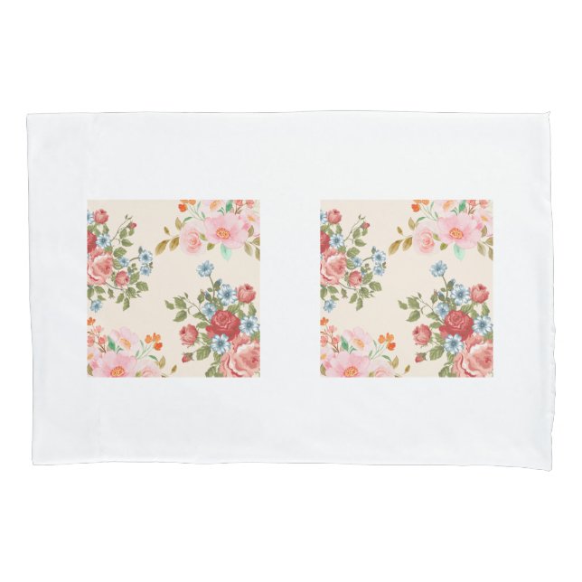 Funda De Cojín Mochilas de flores beige elegante (Anverso-izquierdo)