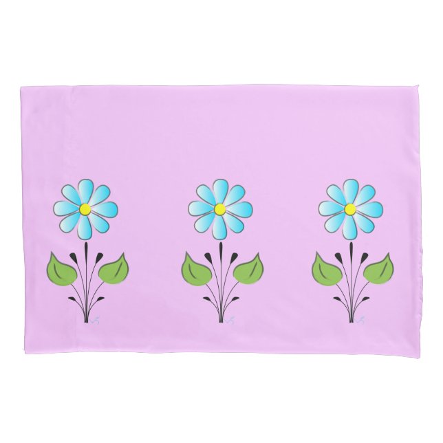 Funda De Cojín Moda Azul Flor Patrón Lilac Amarillo Cuto (Anverso)