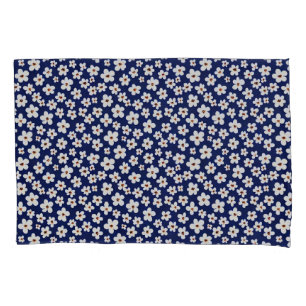 Funda De Cojín Moda Boho Daisies Patrón azul oscuro