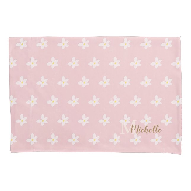Funda De Cojín Moda Granja rosa Daisies dulce tendencia Monograma (Anverso)
