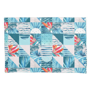 Funda De Cojín Modelo abstracto geométrico verde azulado tropica