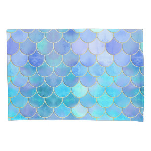 Funda De Cojín Modelo Aqua Pearlescent & Gold Mermaid