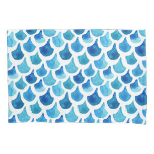 Funda De Cojín Modelo azul de la escala de la acuarela