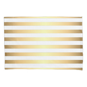 Funda De Cojín Modelo blanco de las rayas del oro