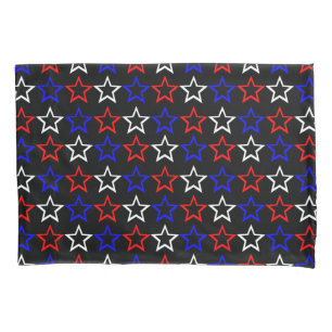 Funda De Cojín Modelo de estrellas blancas y azules rojo