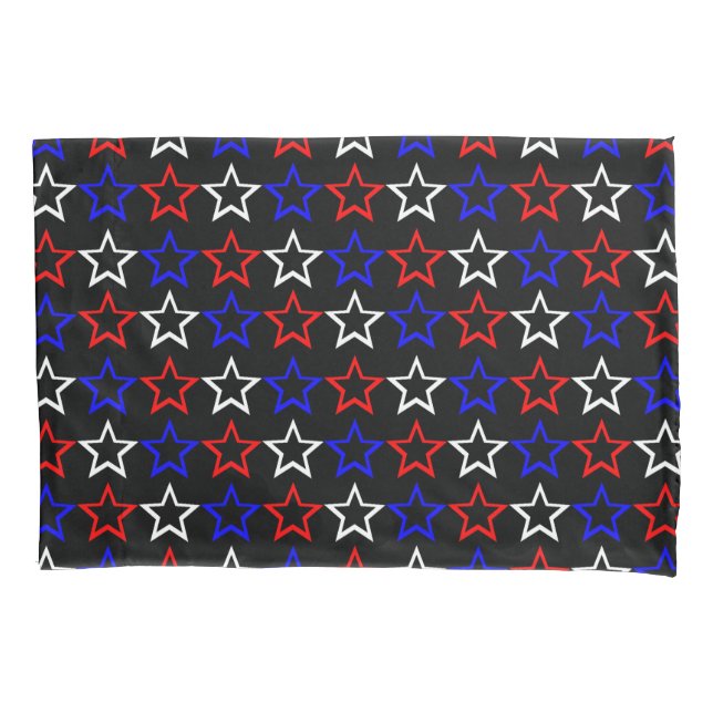 Funda De Cojín Modelo de estrellas blancas y azules rojo (Anverso)