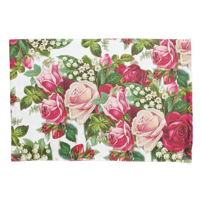 Funda De Cojín Modelo de flores rosado rojo de los rosas del (Anverso)