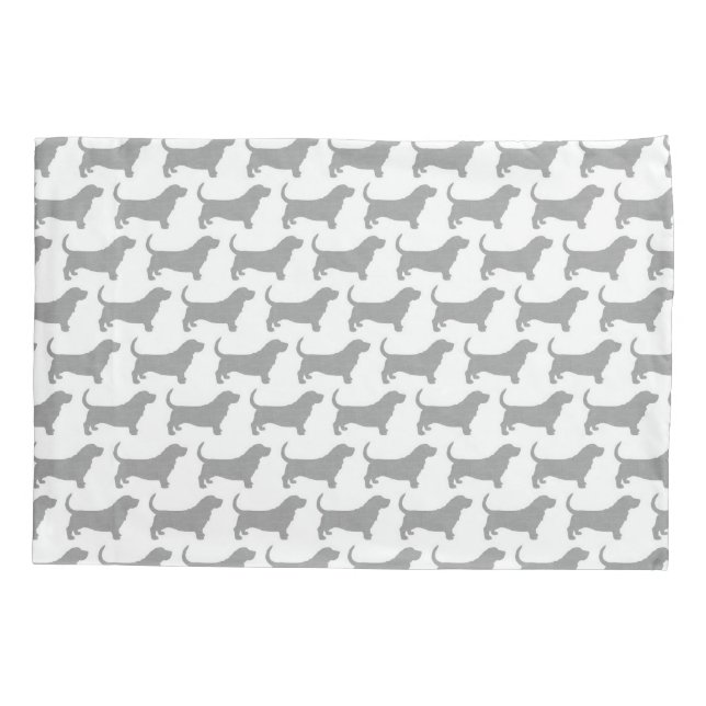 Funda De Cojín Modelo de las siluetas de Basset Hound (Reverso)