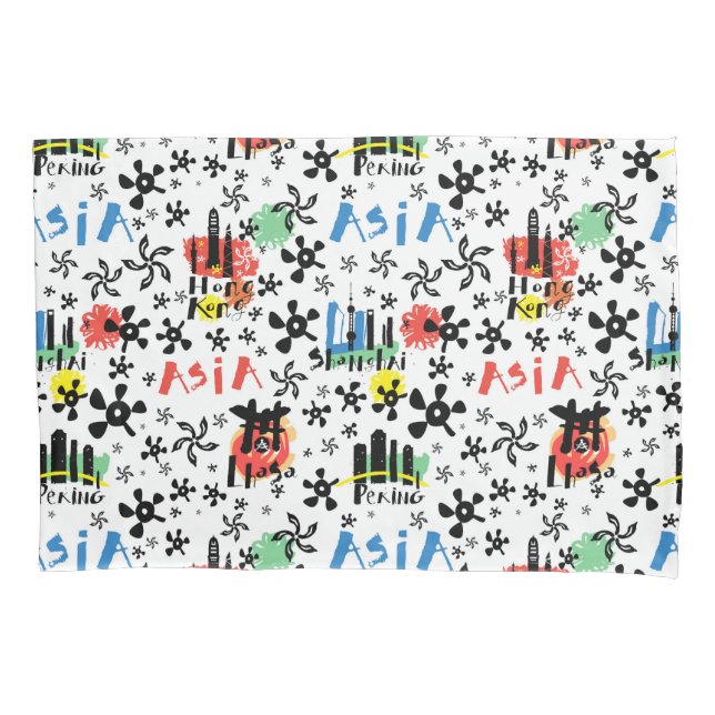 Funda De Cojín Modelo de los símbolos de Asia el | (Anverso-izquierdo)