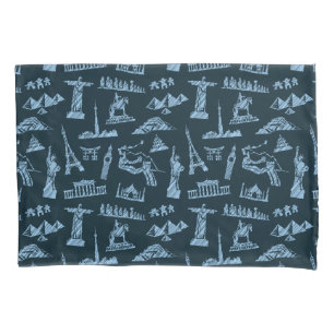 Funda De Cojín Modelo del viaje en modelo de los azules