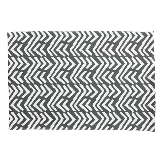 Funda De Cojín Modelo dibujado de Chevron de la mano negra (Anverso-izquierdo)