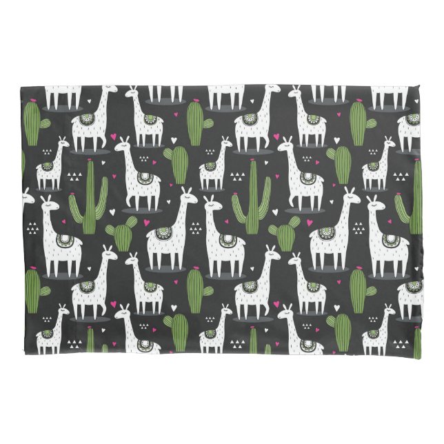 Funda De Cojín Modelo feliz de la llama (Anverso-izquierdo)