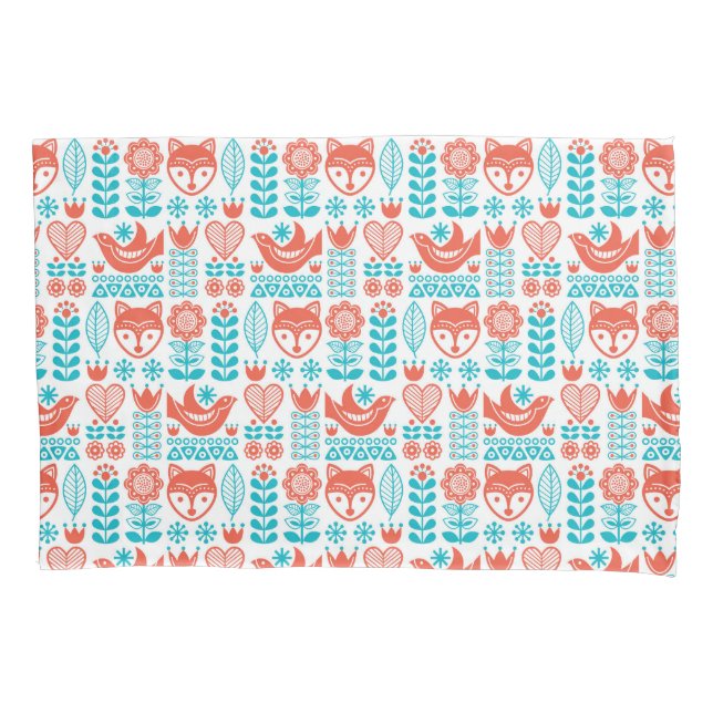 Funda De Cojín Modelo finlandés del arte popular del Fox y del (Anverso-izquierdo)