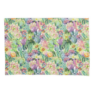 Funda De Cojín Modelo floreciente exótico de los cactus de la