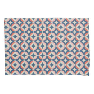 Funda De Cojín Modelo geométrico azul y coralino