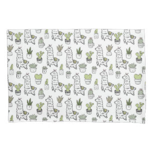 Funda De Cojín Modelo lindo de la alpaca y del cactus