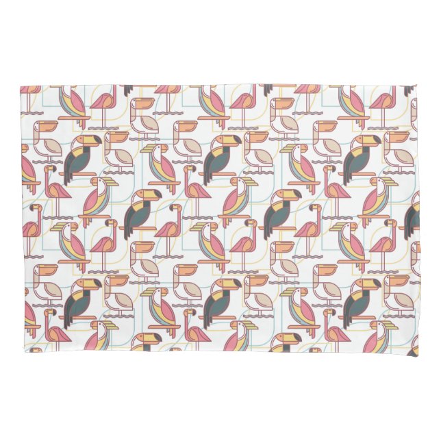 Funda De Cojín Modelo moderno con los pájaros tropicales (Anverso-izquierdo)