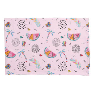Funda De Cojín Modelo rosado tropical del estilo de Memphis