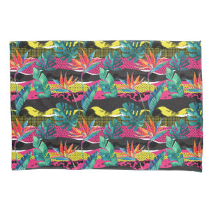 Funda De Cojín Modelo tropical abstracto de neón de la textura