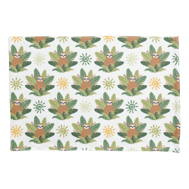 Funda De Cojín Modelo tropical de la pereza (Anverso-izquierdo)
