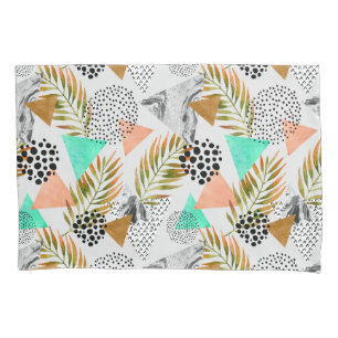 Funda De Cojín Modelo tropical geométrico abstracto de la hoja
