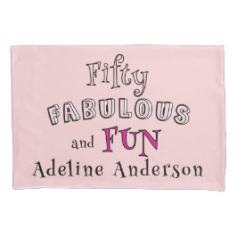 Funda De Cojín Modern 50 And Fabulous Pink 50th Birthday Gift