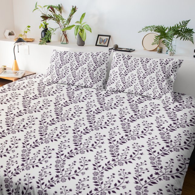 Funda De Cojín Modern Boho Floral Pattern Plum White (Subido por el creador)