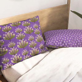 Funda De Cojín Modern Floral Pattern in Purple and Green
