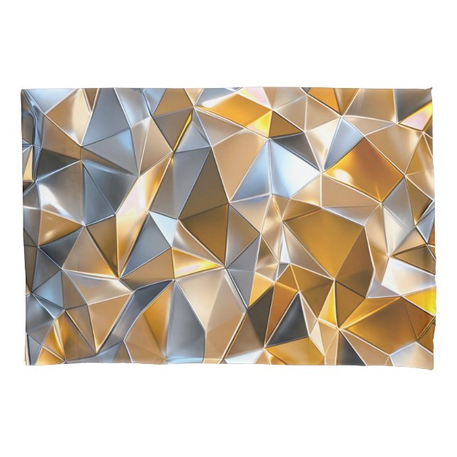 Funda De Cojín Modern Metallic Abstract Gold Silver Geometric (Anverso)