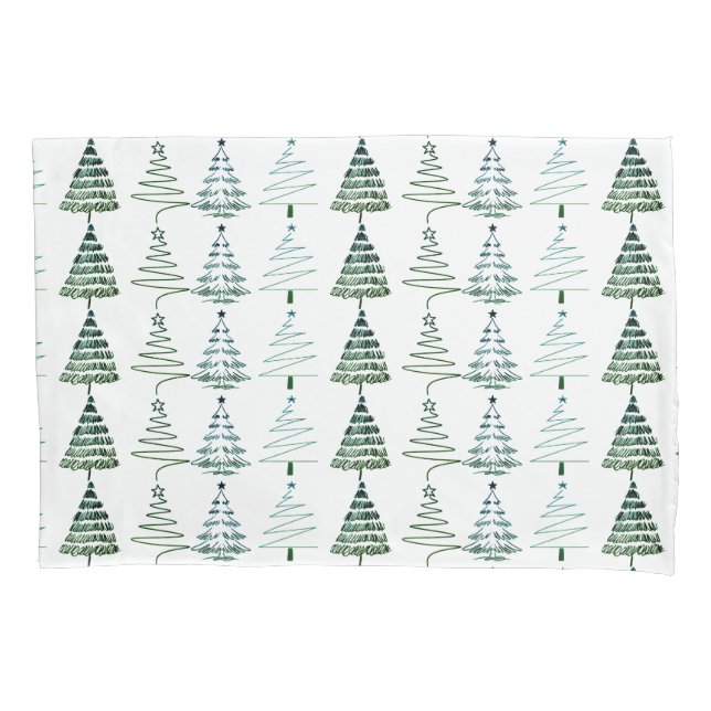 Funda De Cojín Modern Minimalist Christmas Trees Doodles (Anverso)