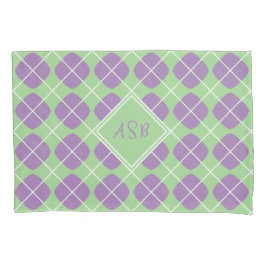 Funda De Cojín Modern Mint Purple Diamond Argyle Monogram