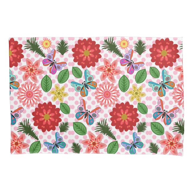 Funda De Cojín Modern Spring Garden Butterfly Floral  (Anverso)