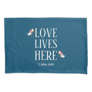 Funda De Cojín Moderno AMAR LA VIDA AQUÍ Personalizable AZUL