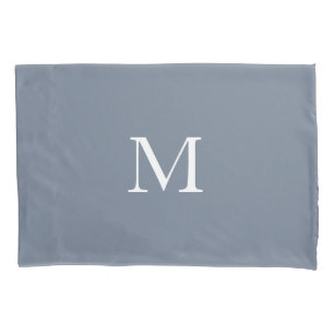 Funda De Cojín Moderno Monogramado Sólido Dusty Azul