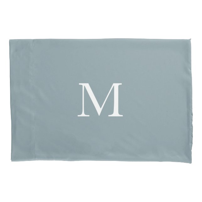 Funda De Cojín Moderno Monogramado sólido Dusty Green (Anverso-izquierdo)