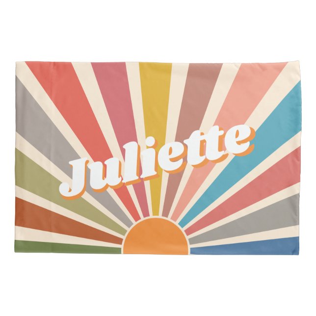 Funda De Cojín Moderno nombre retro personalizado divertido arcoi (Reverso)